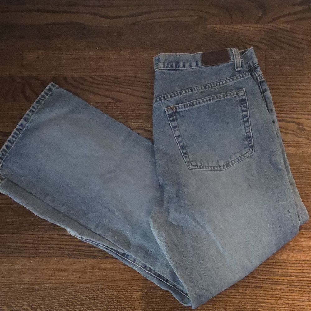 VTG Calvin Klein 100% Cotton Wide Leg Jeans Light Wash Y2K 90s Grunge Size 12